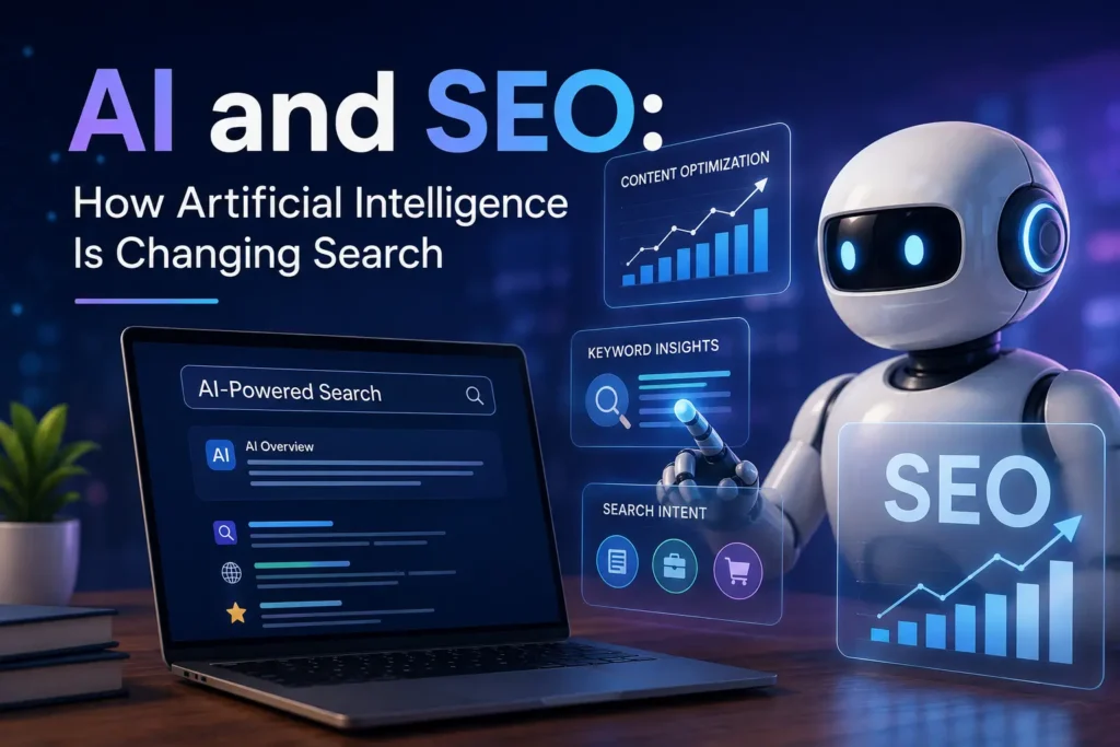 AI and SEO showing how artificial intelligence is changing search and SEO