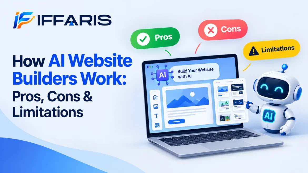 How AI website builders work, showing the pros, cons, and limitations of AI-powered website creation