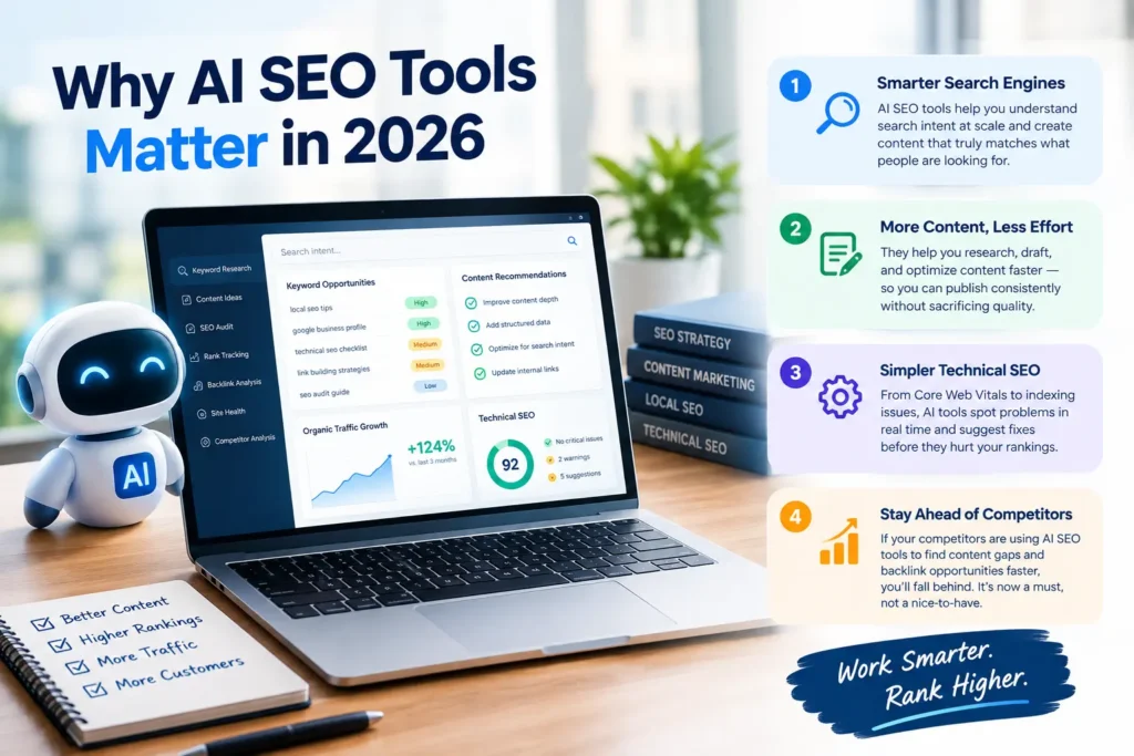AI SEO tools helping businesses improve search rankings in 2026